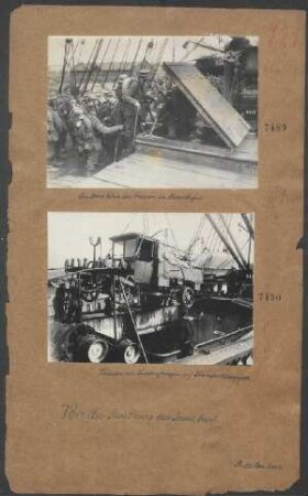 Verladen von Lastkraftwagen auf Transportdampfer