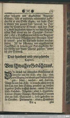 Das hundert und vierzehende Capitel. Von schwacher Gedächtnus