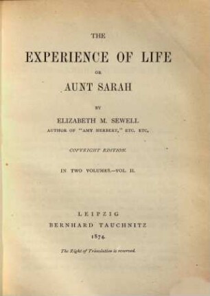 The experience of life or Aunt Sarah, 2
