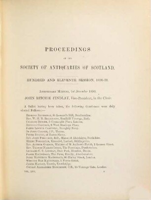 Proceedings of the Society of Antiquaries of Scotland. 25, 25 = Ser. 3, Vol. 1. 1890/91