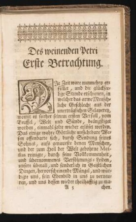 Des weinenden Petri Erste Betrachtung.