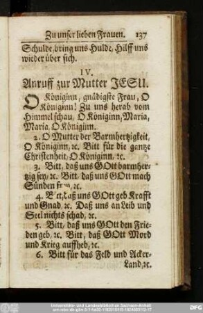 IV. Anruff zur Mutter Jesu.