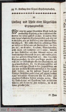 III. Umfang und Theile einer bürgerlichen Erziehungsanstalt