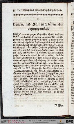 III. Umfang und Theile einer bürgerlichen Erziehungsanstalt