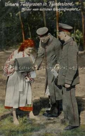 Deutsche Soldaten bekommen Wasser von der "feindlichen" Bevölkerung