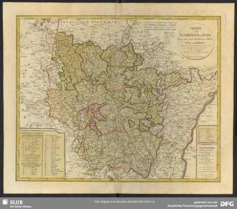 Charte von Lothringen und Barr nebst den drey Bisthümern Metz, Toul und Verdun