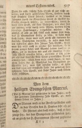 Von dem heiligen Evangelisten Marcus.