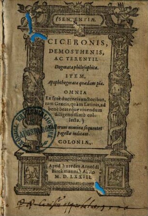 Sententiae Ciceronis, Demosthenis ac Terentii