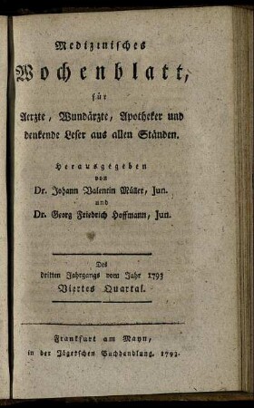 Des dritten Jahrgangs vom Jahr 1793 Viertes Quartal.