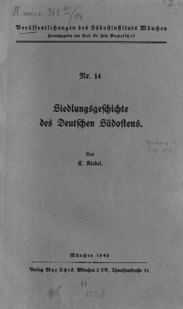 Siedlungsgeschichte des Deutschen Südostens