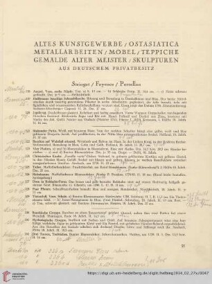 Altes Kunstgewerbe, Ostasiatica, Metallarbeiten, Möbel, Teppiche, Gemälde alter Meister, Skulpturen - aus deutschem Privatbesitz (Nr. 318 - 461)