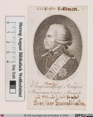 Bildnis Benjamin, Thompson (1784 Sir) 1791 Reichsgraf von Rumford