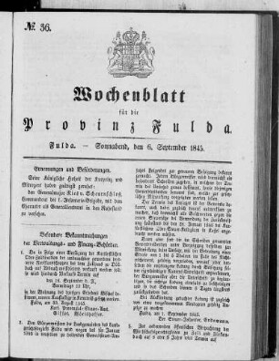Nr. 36, Ausgabe vom 6. September 1845