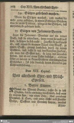 Das XIX. Capitel, Von allerhand Eyer- und Milch-Speisen