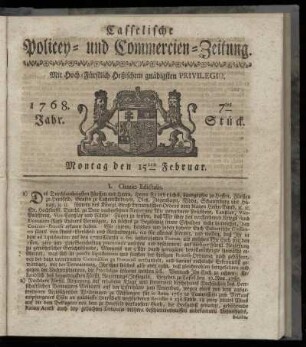 7tes Stueck, Montag den 15ten Februar. 1768