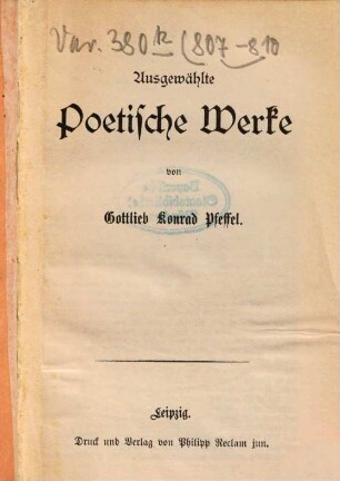 Ausgewählte poetische Werke