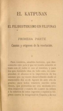 Primera parte. Causas y origenes de la revolución.