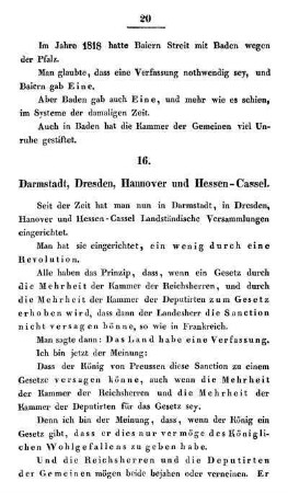 16. Darmstadt, Dresden, Hannover und Hessen-Cassel.