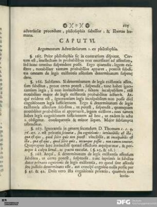 Caput VI. Argumentum Adversariorum 1. ex philosophia.