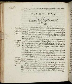 Caput VIII. De Secundo Juris Objecto, quod est de Rebus.