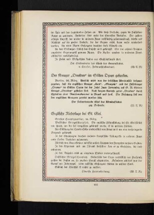 Der Kreuzer "Dresden" im Stillen Ozean gesunken.