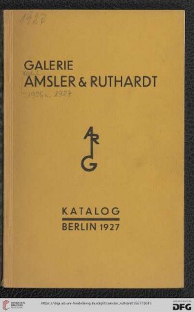 Katalog der Galerie Amsler & Ruthardt : Meisterwerke der Malerei und Graphik