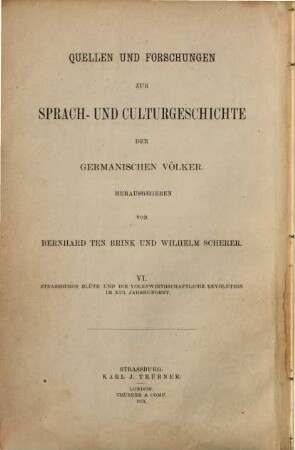 Strassburgs Blüte und die volkswirthschaftliche Revolution im XIII. Jahrhundert : Rede gehalten bei Übernahme des Rectorates der Universität Strassburg am 31. October 1874