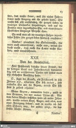 XXII. Von der Reinlichkeit