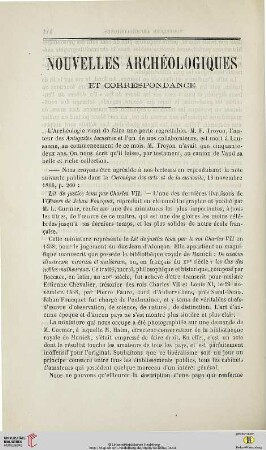 Nouvelles archéologiques et correspondance
