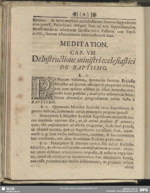 Cap. VIII. De Instructione ministri ecclesiastici De Baptismo