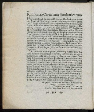 Ratification Civitatum Hanseaticarum