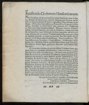 Ratification Civitatum Hanseaticarum