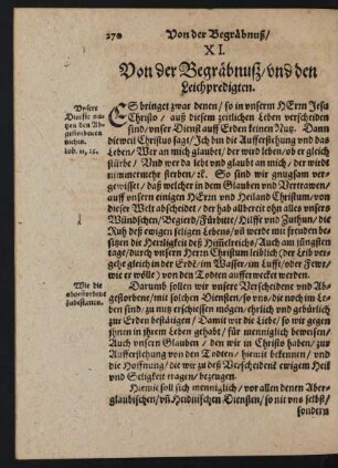 XI. Von der Begräbnuß/ und den Leichpredigten.
