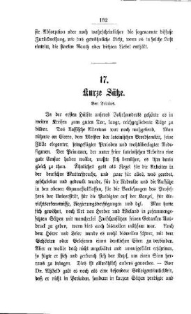 Kurze Sätze