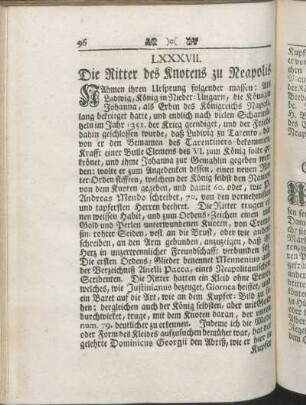 LXXXVII. Die Ritter des Knotens zu Neapolis.