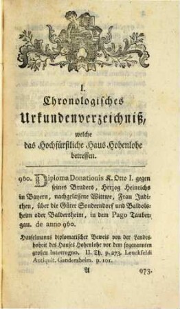 Versuche und Bemerkungen zur Erläuterung der Hohenlohischen ältern und neuern Geschichte, 1