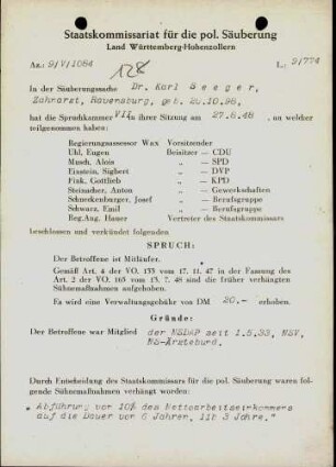 Seeger, Karl, Dr.