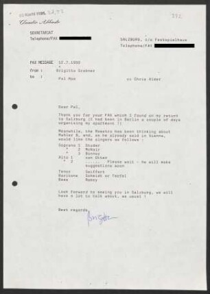 Brief an Pål Christian Moe, 12.07.1992