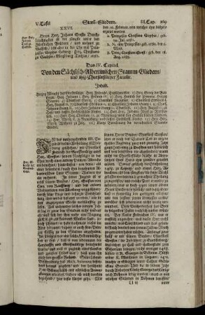 Das IV. Capitel. Von den Sächsisch-Albertinischen Stamm-Gliedern / und itzig Churfürstlicher Familie.