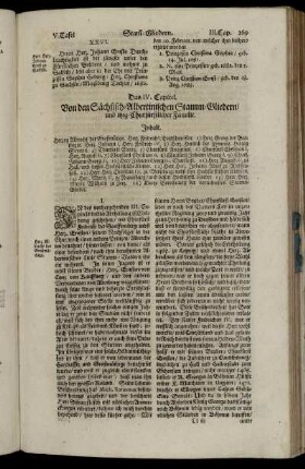 Das IV. Capitel. Von den Sächsisch-Albertinischen Stamm-Gliedern / und itzig Churfürstlicher Familie.