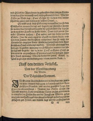 Auff den dritten Artickel.