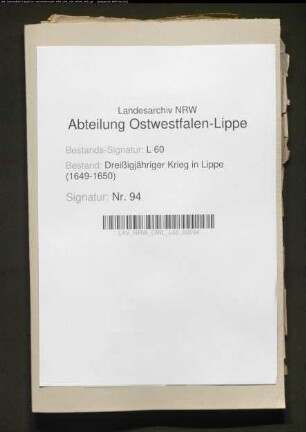 Schutzbriefe (zumeist Original) der Kriegsparteien für die Grafschaft Lippe