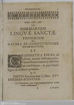 Prooemium De Natura Et Constitutione Grammatices