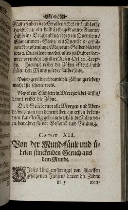 Caput XII. Von der Mund-fäule und übelen stinckenden Geruch aus dem Munde.