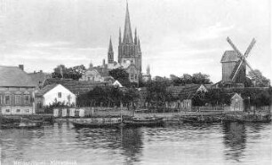 Werder (Havel). Stadtansicht mit Bockmühle, Ansichtskarte