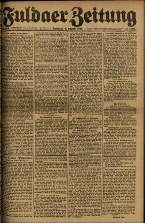 Erste Ausgabe vom Samstag, den 09. August 1919.