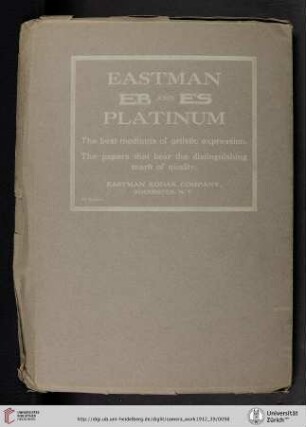 Eastman Kodak Company [Etching Black and Etching Sepia Platinum Paper, back cover verso]