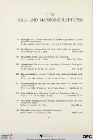 Holz- und Marmor-Skulpturen (Nr. 185-195)