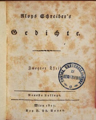 Aloys Schreiber's Gedichte, 2.