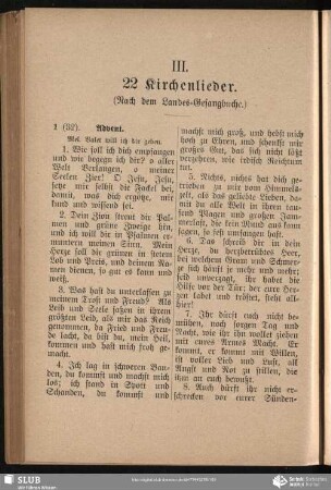 III. 22 Kirchenlieder